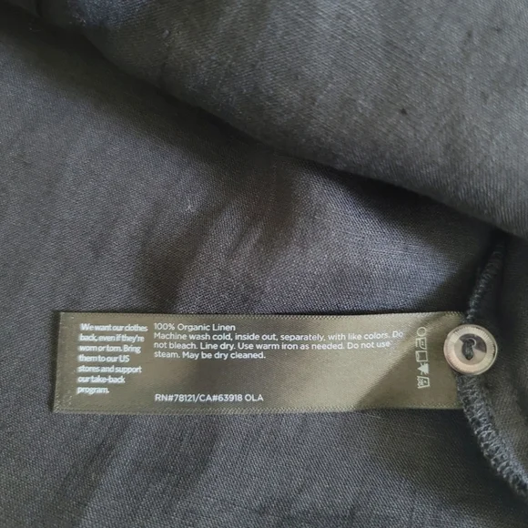 NWT EILEEN FISHER Black Linen Sleeveless Button Front Long Tunic, Size S/P - Picture 8 of 10